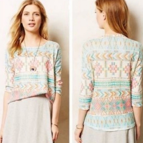 Anthropologie Akemi + Kin Morgana Southwestern Pullover Sweater Size Small - Picture 1 of 8